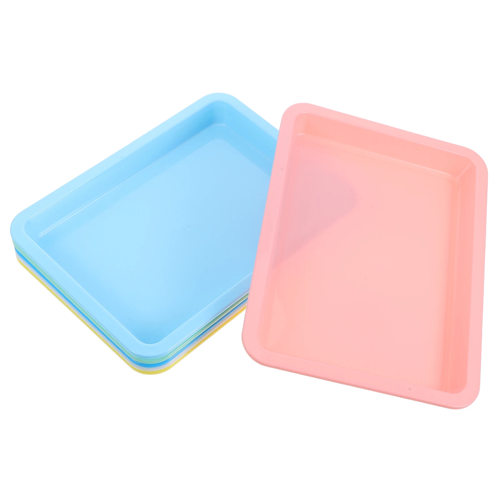

6 Pcs Plastic Trays Thickened Base Craft Storage Paint Dishes Serving Tray For Crafts Kids Activities Teaching Equipment