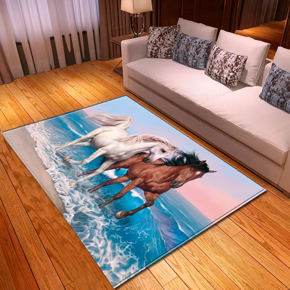 Cartoon Horse 3D Print Carpet Kids Bedroom Play Mat Soft Flannel Memory Foam Girl Room play Area Rug and Carpets for Living Room