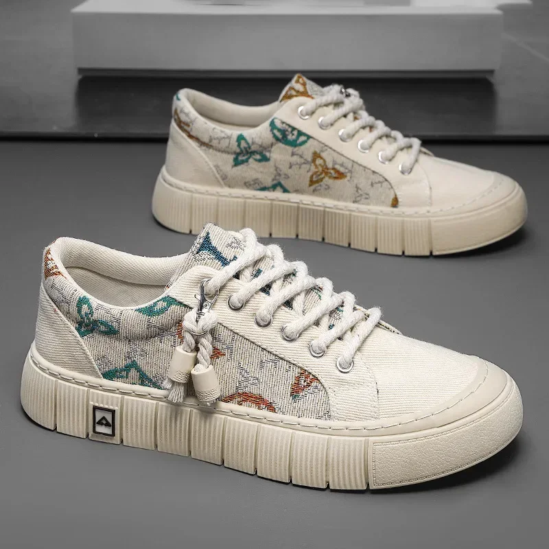 Fashion Canvas Sneakers Men Breathable Flat Shoes Summer Casual Shoes For Men New Man\'s Sneakers 2024