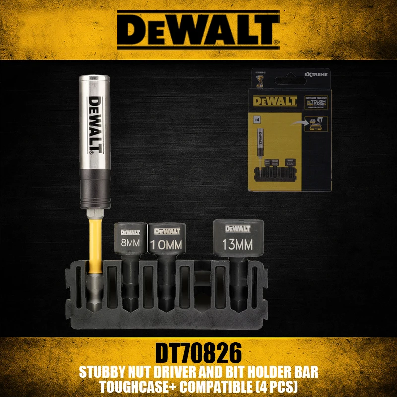 

DEWALT DT70826 Stubby Nut Driver And Bit Holder Bar TOUGHCASE Compatible 4 Pcs Power Tool Accessories