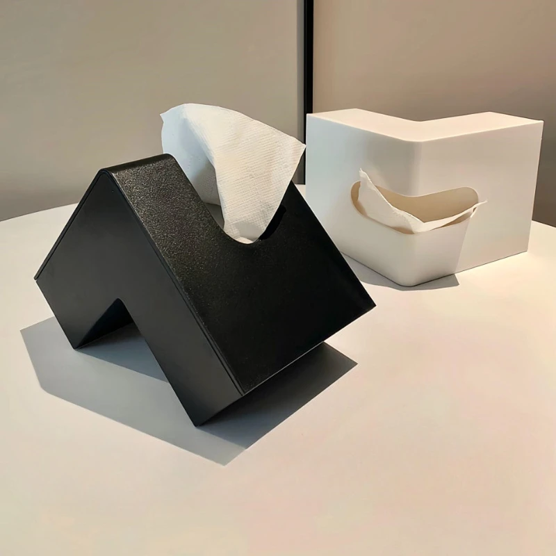 Creative Tissue Box Living Room Solid Color Right Angle Desktop Napkin Holder Premium Modern Home Table Tissue Storage Organizer