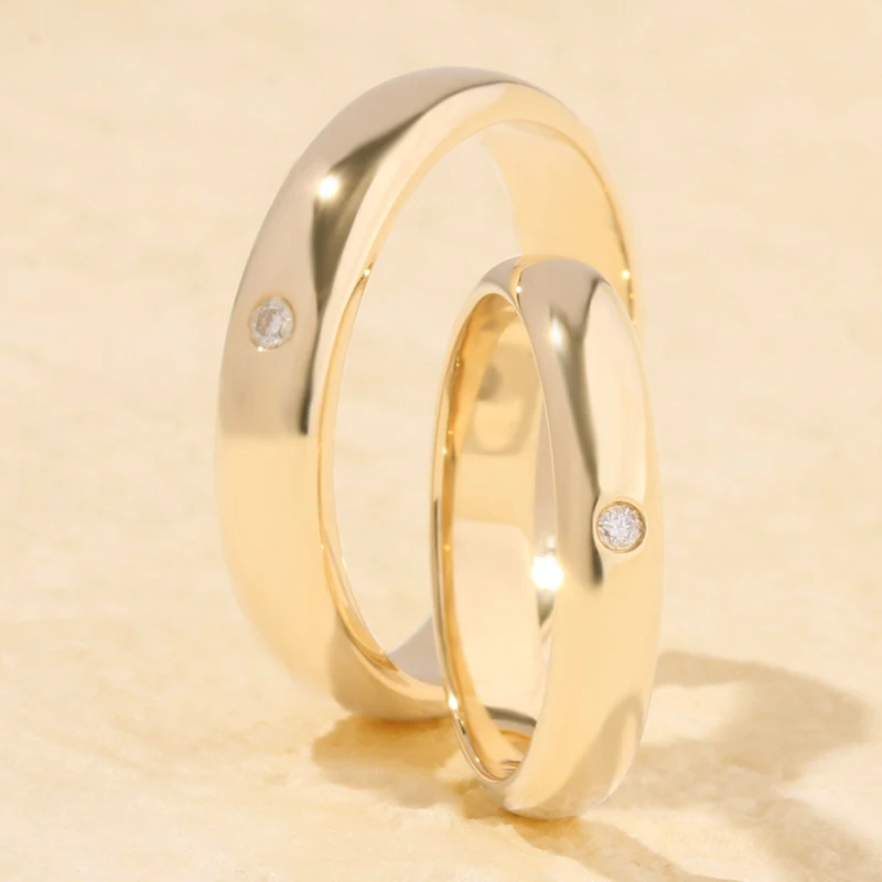 Anel de casamento personalizado gravável para casal, estilo real, 100%, 18K, 14K, 10K Gold Platinum, PT950, vintage