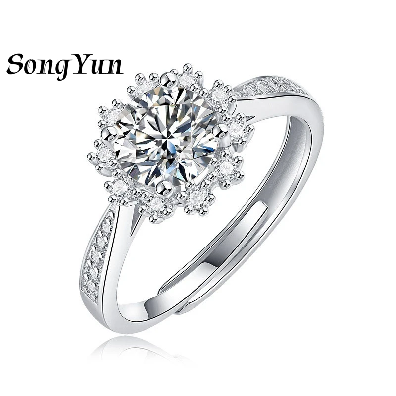 

SONGYUN Designer Jewelry 925 Sterling Silver Ring Moissanite Chic Ring for Wife 18K Real Gold Plated SYT Patent Fine Rings