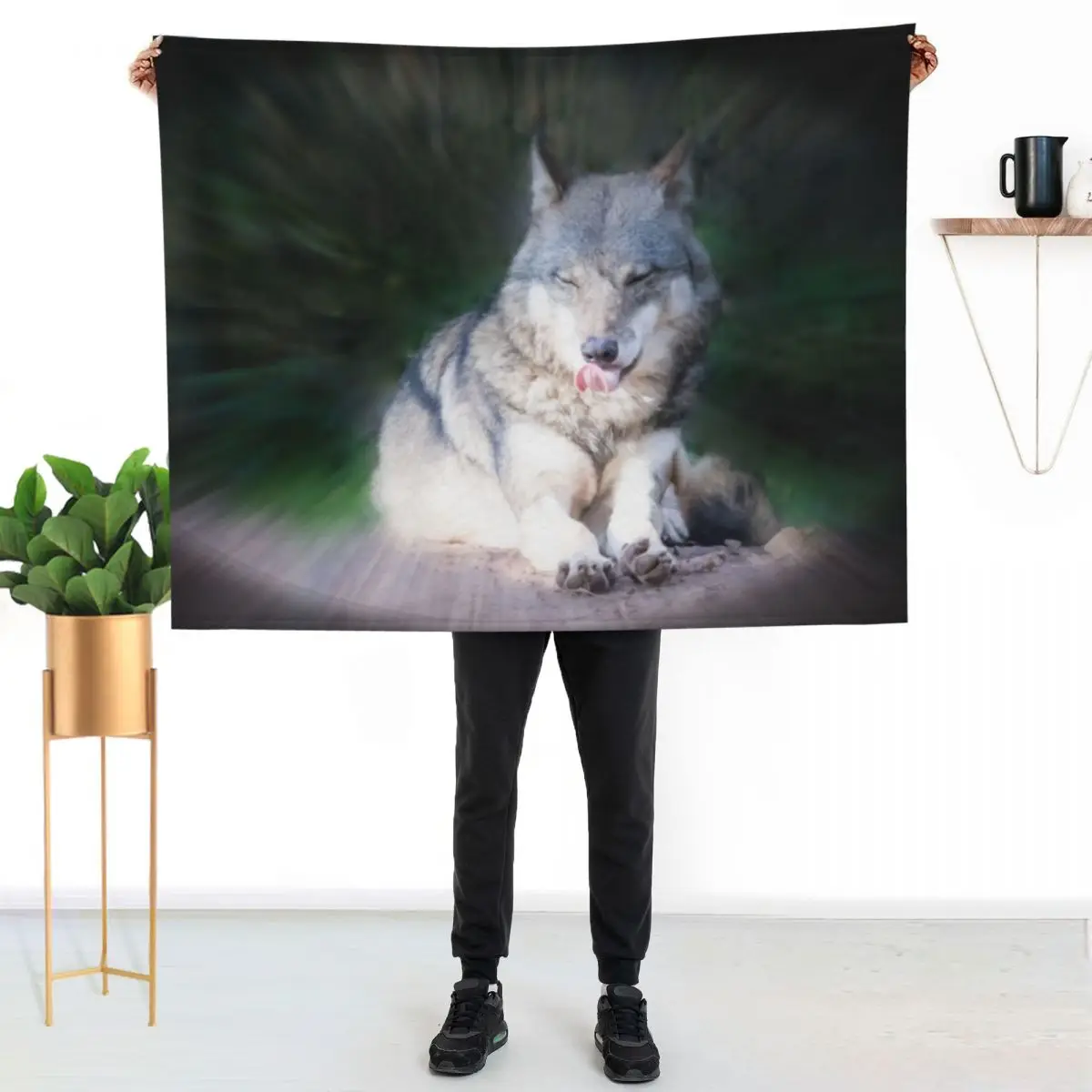 

Gift idea Wolf Throw Blanket Durable Warm Blanket for Daily Home Use