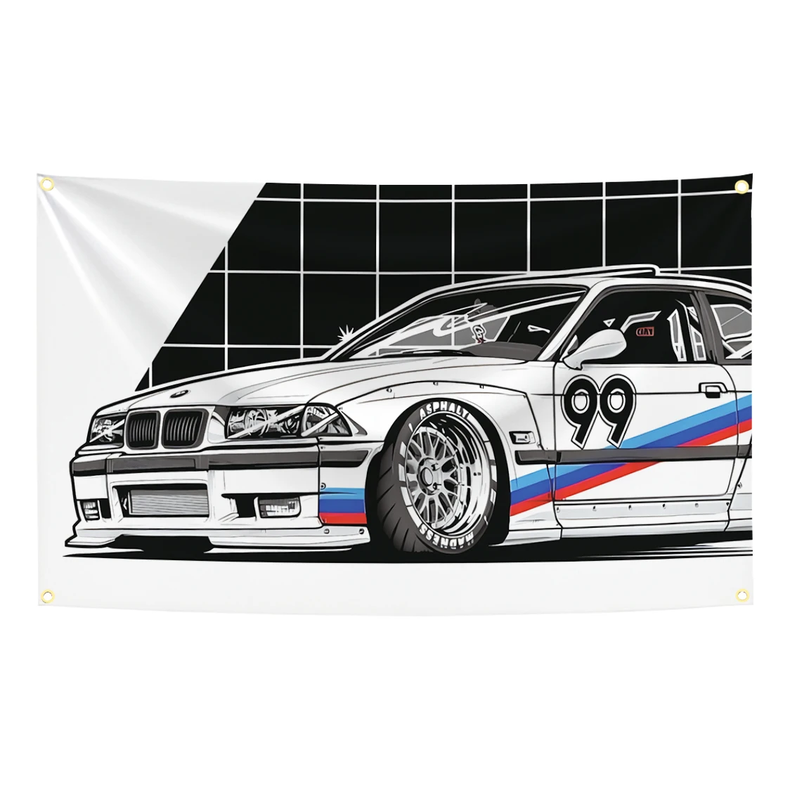 90x150cm Cool Car Racing Flag Funny Meme Banner Abstract Cartoon Art Design Tapestry Color Wall Hanging Flag For Bedroom