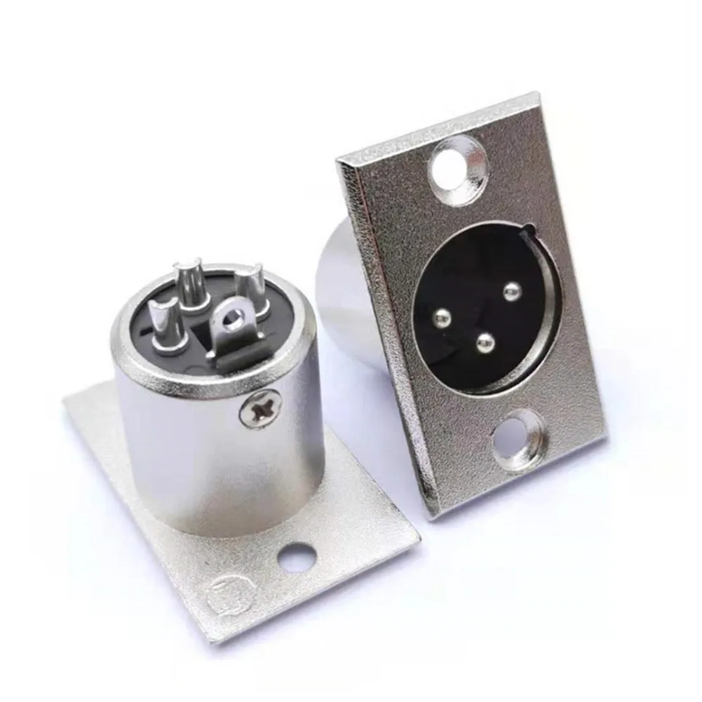 2Pcs 3 Pin XLR Male Female Socket Panel Mount Chassis Mic Jack Audio Connector For Patch Bay And Snake Cable Applications