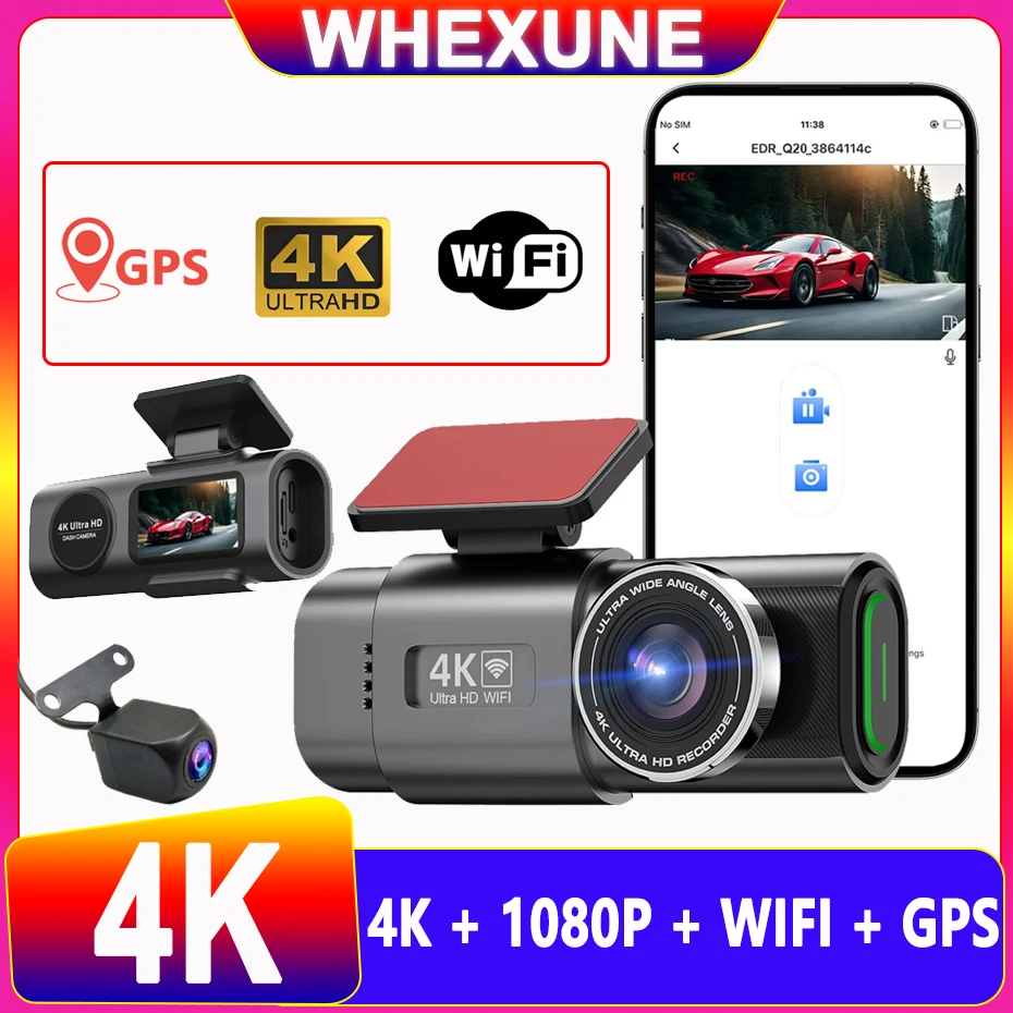 4K Car Dvr Dash Cam for Cars WIFI Rear View Camera for Vehicle Dual Lens Video Recorder Parking Monitor Black Box Car accessory