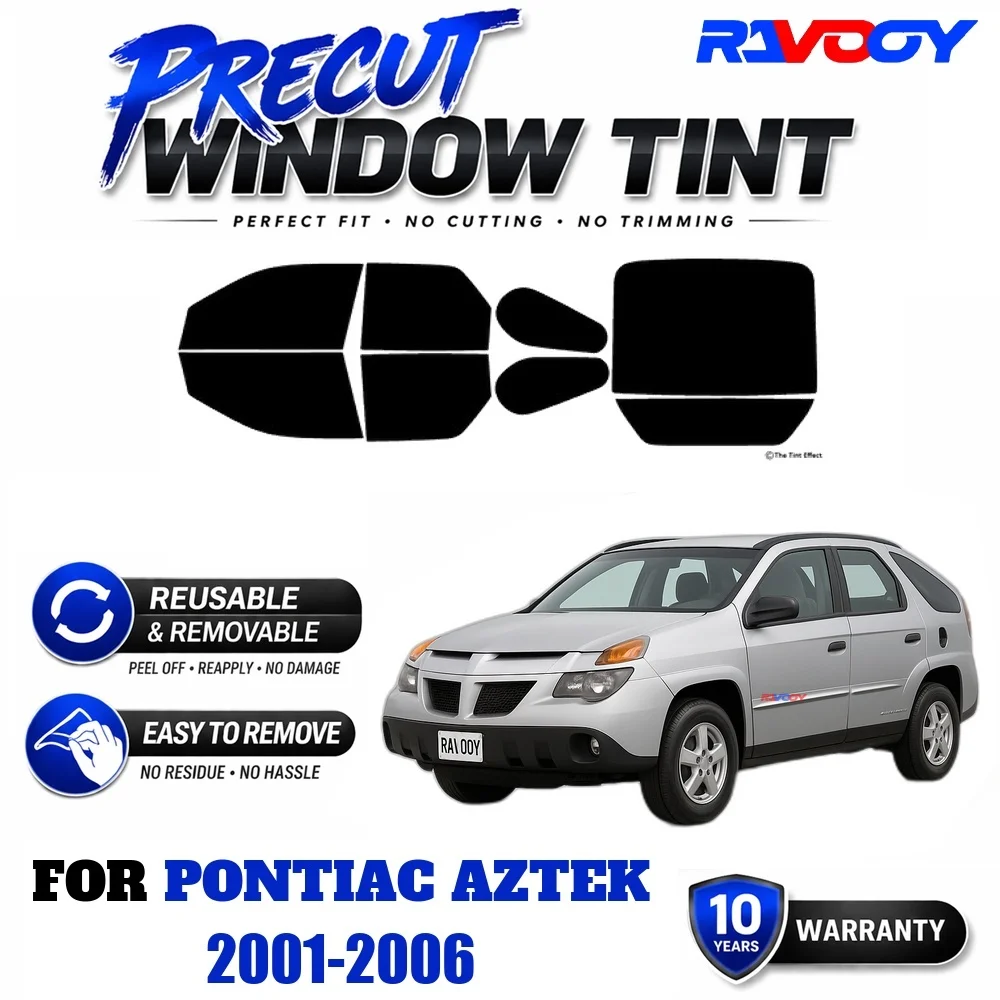 Película de Protección Solar Precortada RAVOOY, Película EPU Reutilizable y Removible, Ajuste Personalizado para Pontiac Aztek 2001-2006, Protección UV y Contra el Calor