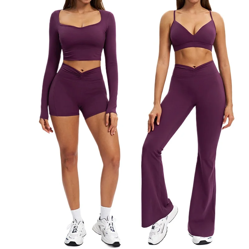 

Winter Women's 2PCS Yoga Sets Long Sleeve Sports Tops Leggings 2Pieces Gym Suits Yoga Shirts Tracksuits High Waist Leggings Set