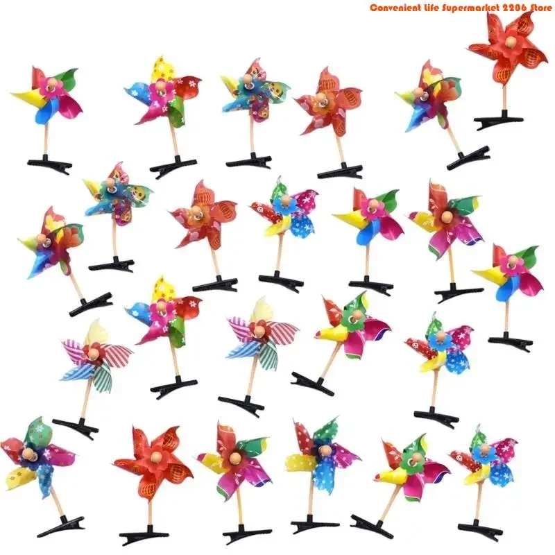 G92D Pack of 24 Pinwheel Hair Clip Unique Windmill Headdress Hair Decorative Pins