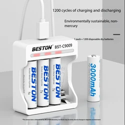 Baterías recargables AA 3000mAh con cargador para electrónica