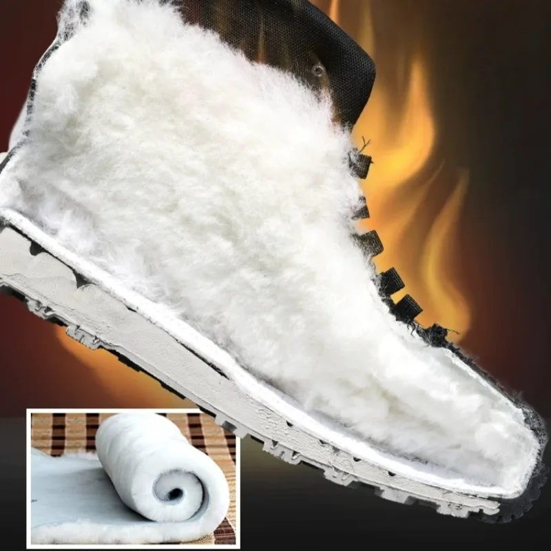 Russian Outdoor Cold Protection Cotton Shoes Men Winter High-top Wool Snow Boots Fleece-lined Thick Warm Ankle Boots