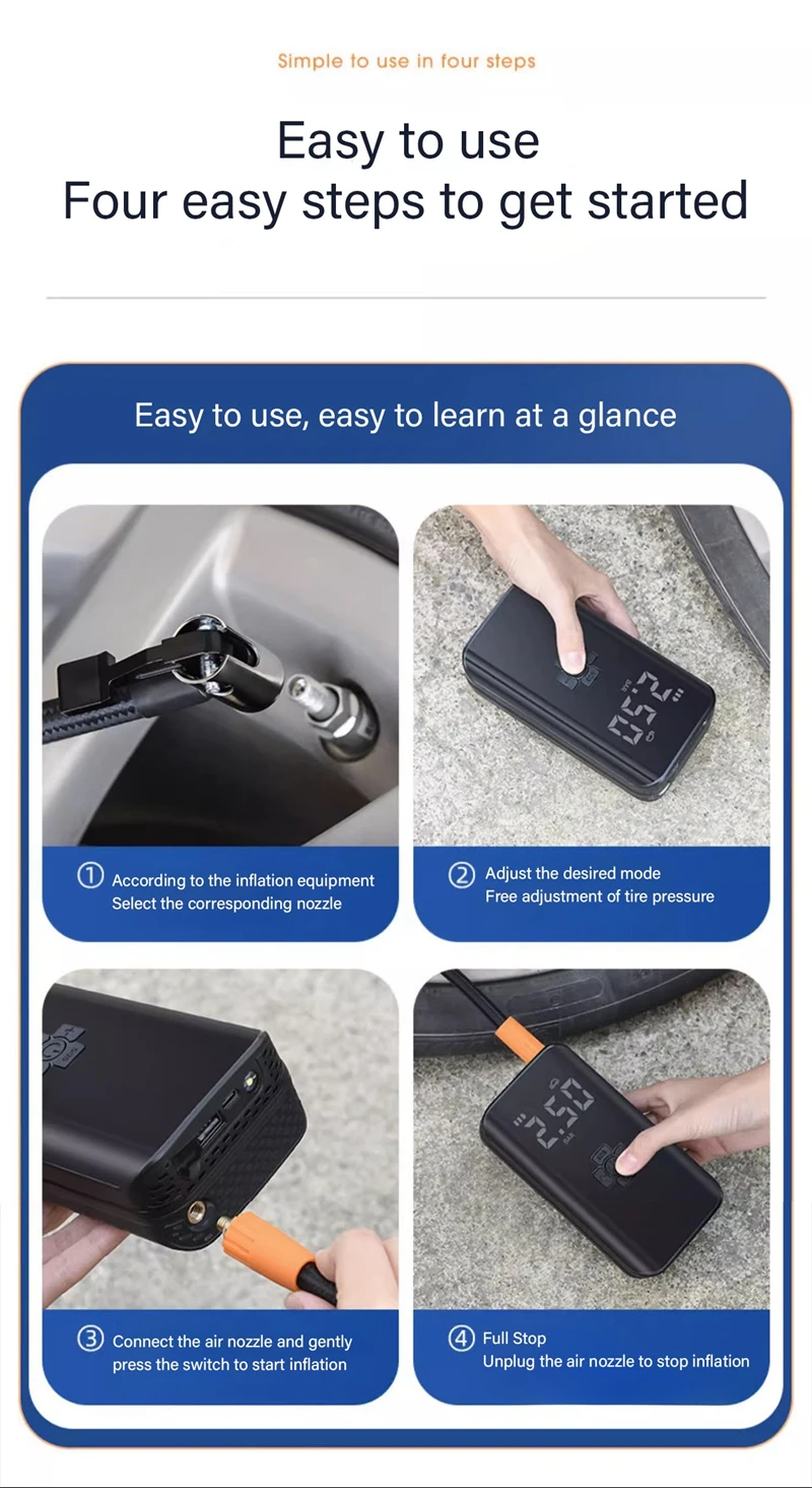 Pcmos-自動車用インフレーションポンプ、ポータブル、ワイヤレス、自動車用タイヤ、電気セダン、高出力および圧力ポンプ、1セット