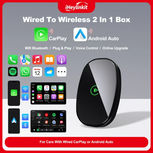 ISylinkit nuevo adaptador inalámbrico CarPlay Android Auto Mini caja inteligente Plug and Play conectar Universal para 98% de coches