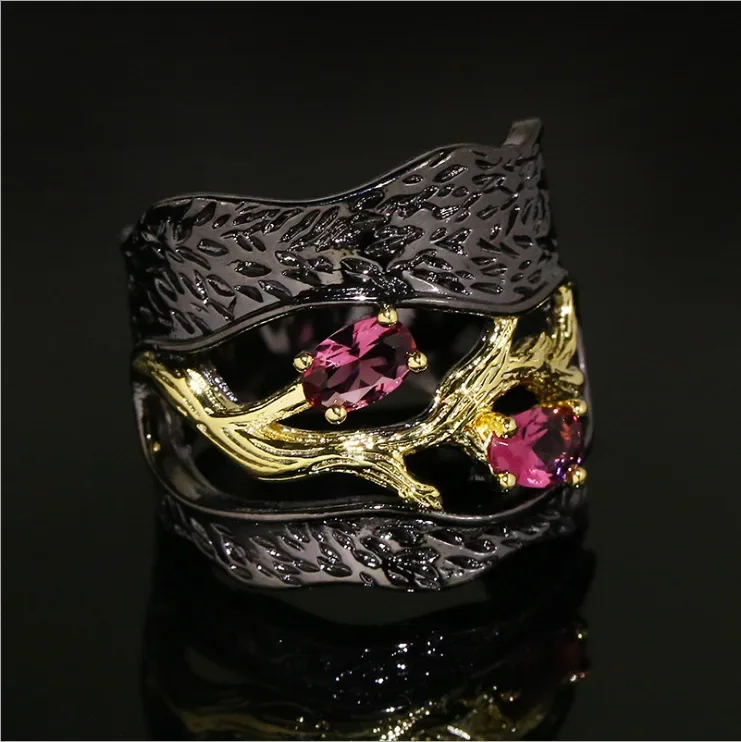 Natural Garnet Crystal Ring Gold Plated Uranium Ring Italian Jewelry First Class Craftsmanship Direct From Manufacturer