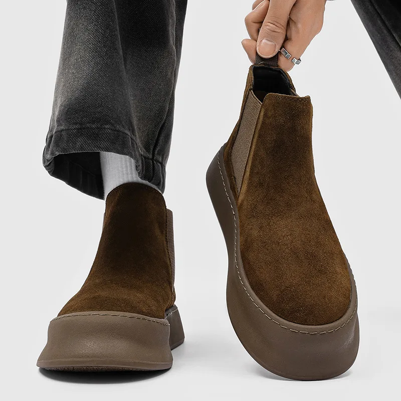

Chelsea boots men's 2025 latest medium-top anti-velvet British style high-top casual boots