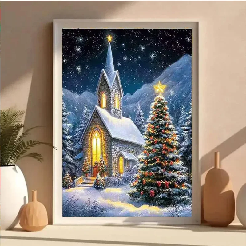 AB Diamond DIY Diamond Painting Kit, featuring castle and Christmas tree designs, is ideal for adults and beginners alike.