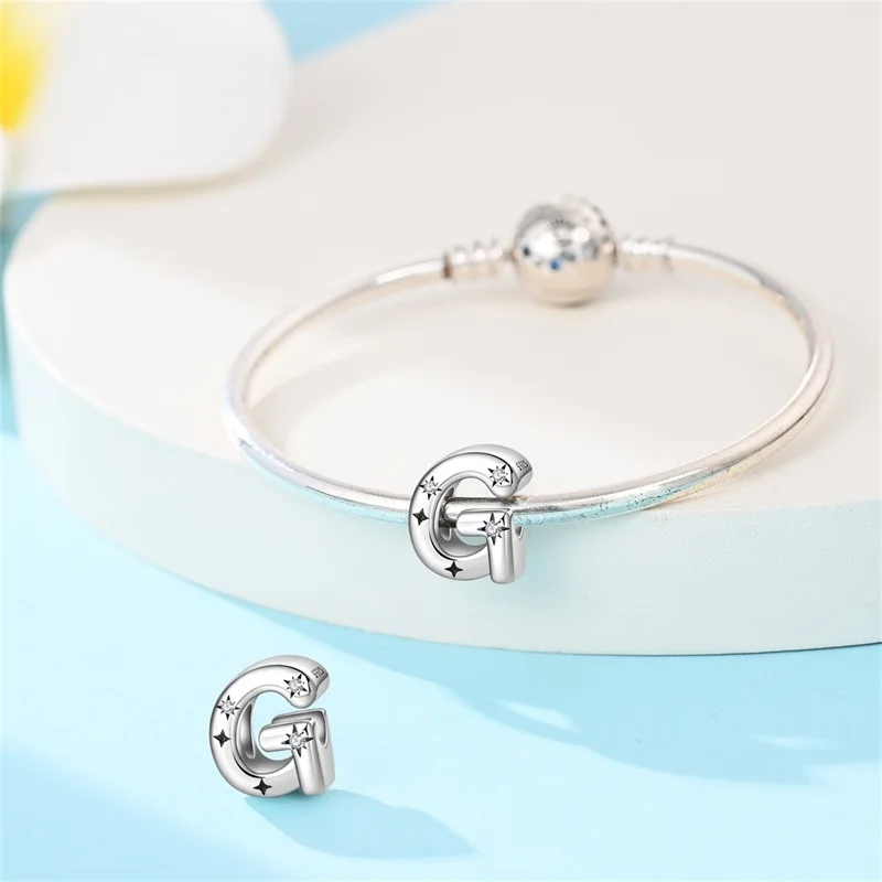 رائجة البيع 925 فضة ستار الشمس رسالة G الخرز تنوعا مجوهرات صالح الأصلي 925 سوار قلادة للنساء لتقوم بها بنفسك هدية #5