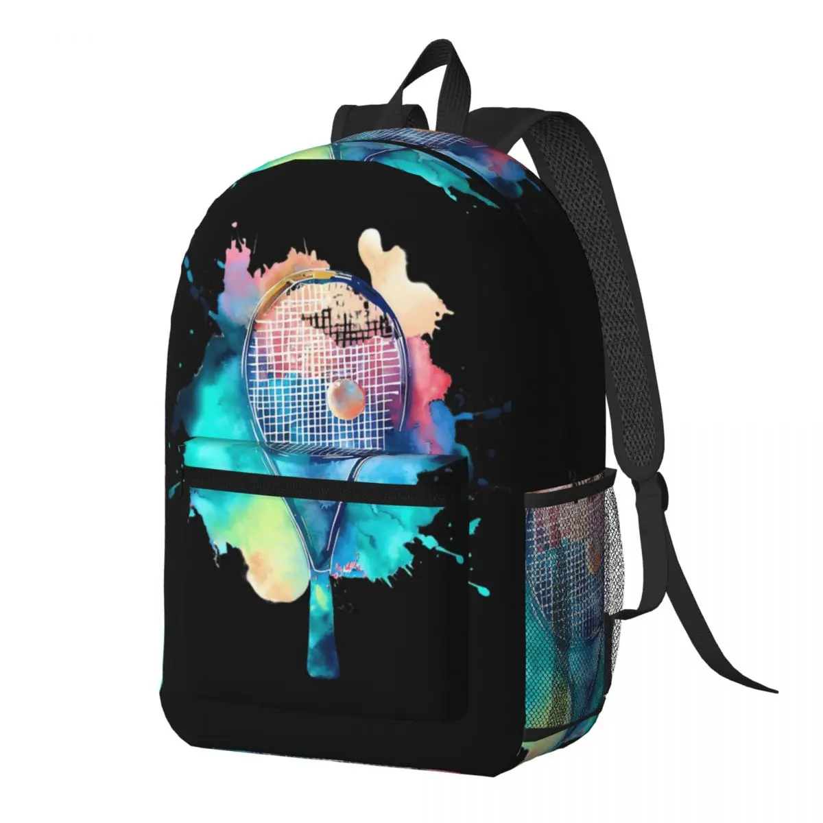 

Tennis Racket And Ball Backpack Daypack Large Capacity Boys Girls BookBag School Bag Shoulder Bags for Men Women