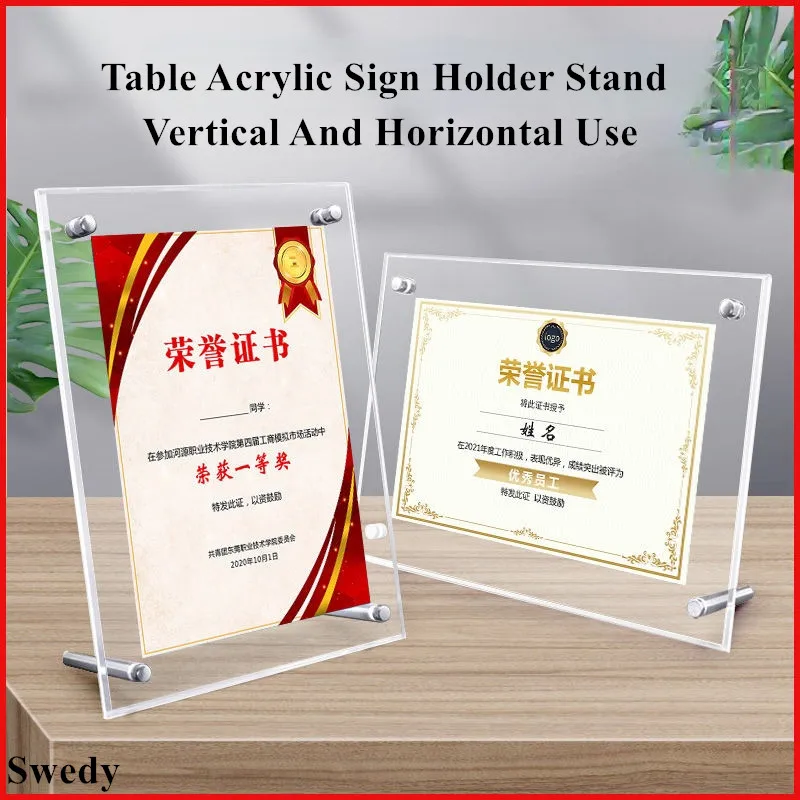 A5 148x210mm Vertical / Horizontal Use Acrylic Table Menu Holder Slant Brochure Poster Frame Acrylic Sign Holder Display Stand