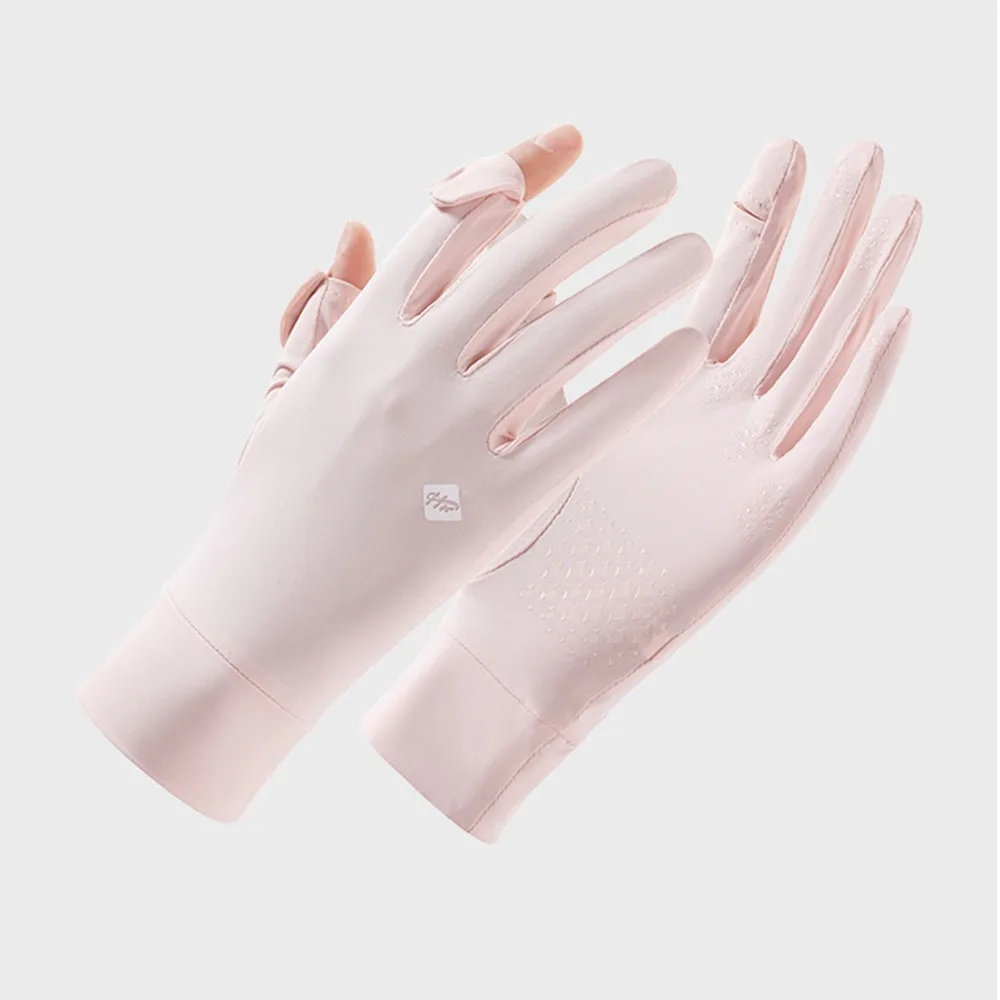 

Breathable Women Sunscreen Gloves Anti-UV Quick Dry Ice Silk Riding Gloves Silicone Anti Slip Sun Protection