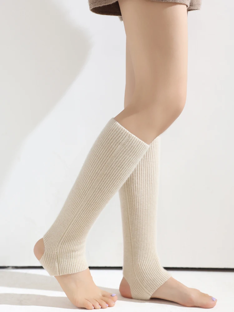 

Женские вязаные гетры для теленка, теплые теплые носки из настоящего кашемира 100, носки с отделкой щиколотки, осенне-зимние чехлы для ног без давления Y2k