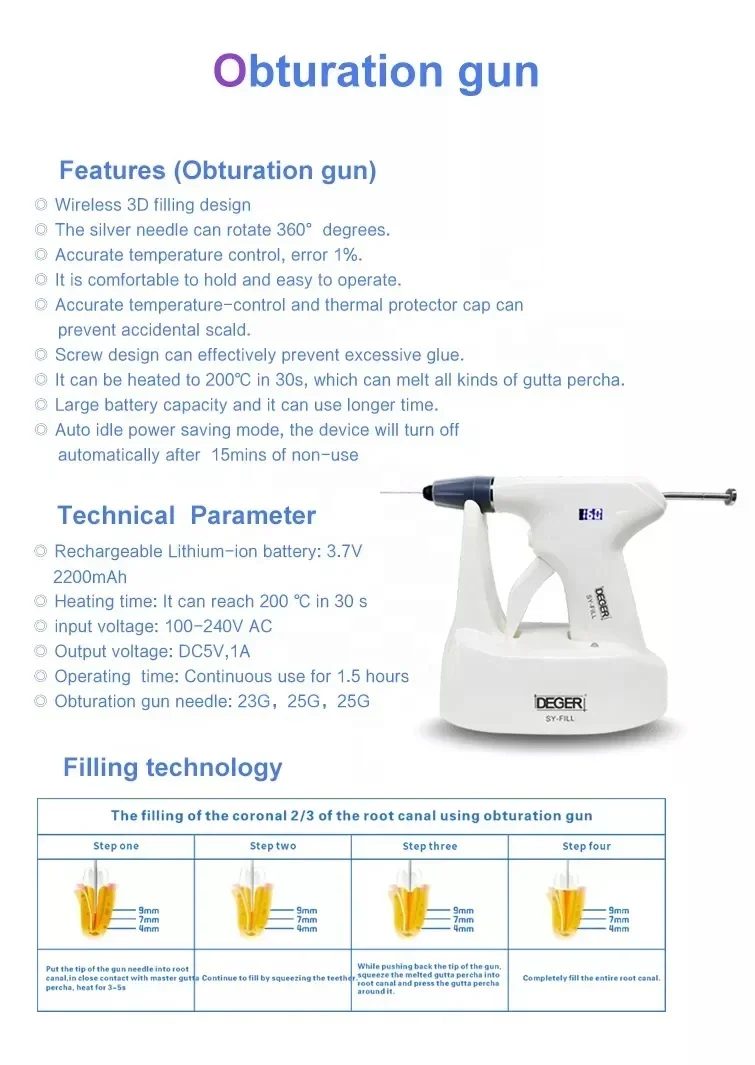 NEW 1set Dentals Dentist Obturation Endo System/warm Gutta-percha Obturation Gun&pen with Six Needles