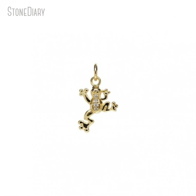 5Pcs Wholesale  Frog Jewelry Gold Color Copper Invisible Setting Cubic Zirconia Pendant PM50362