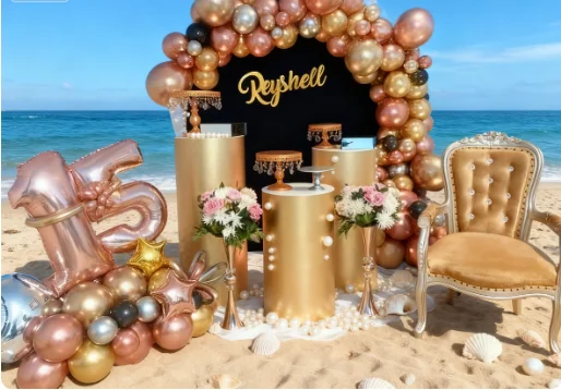 

3pcs/set)Wedding furniture gold mirror stainless steel wedding cake table for events qq109