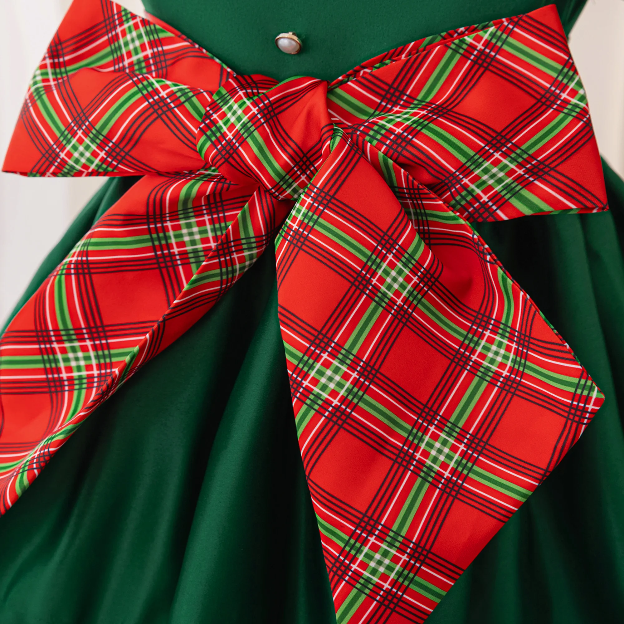 Elegant Plaid Bow Christmas Girls Party Dress Green Carnival Costume Flower Wedding Princess Dresses Birthday Prom Kids Clothing