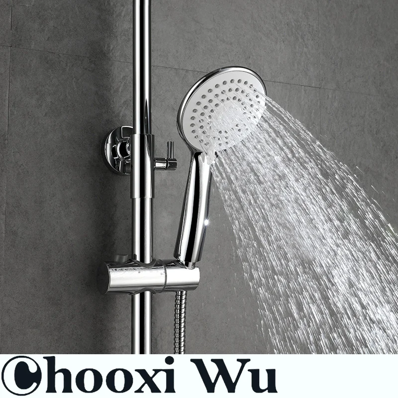 CHOO XIWU- Bathroom shower head simple all copper booster shower head shower set Shower Head Bathroom Showers bathroom