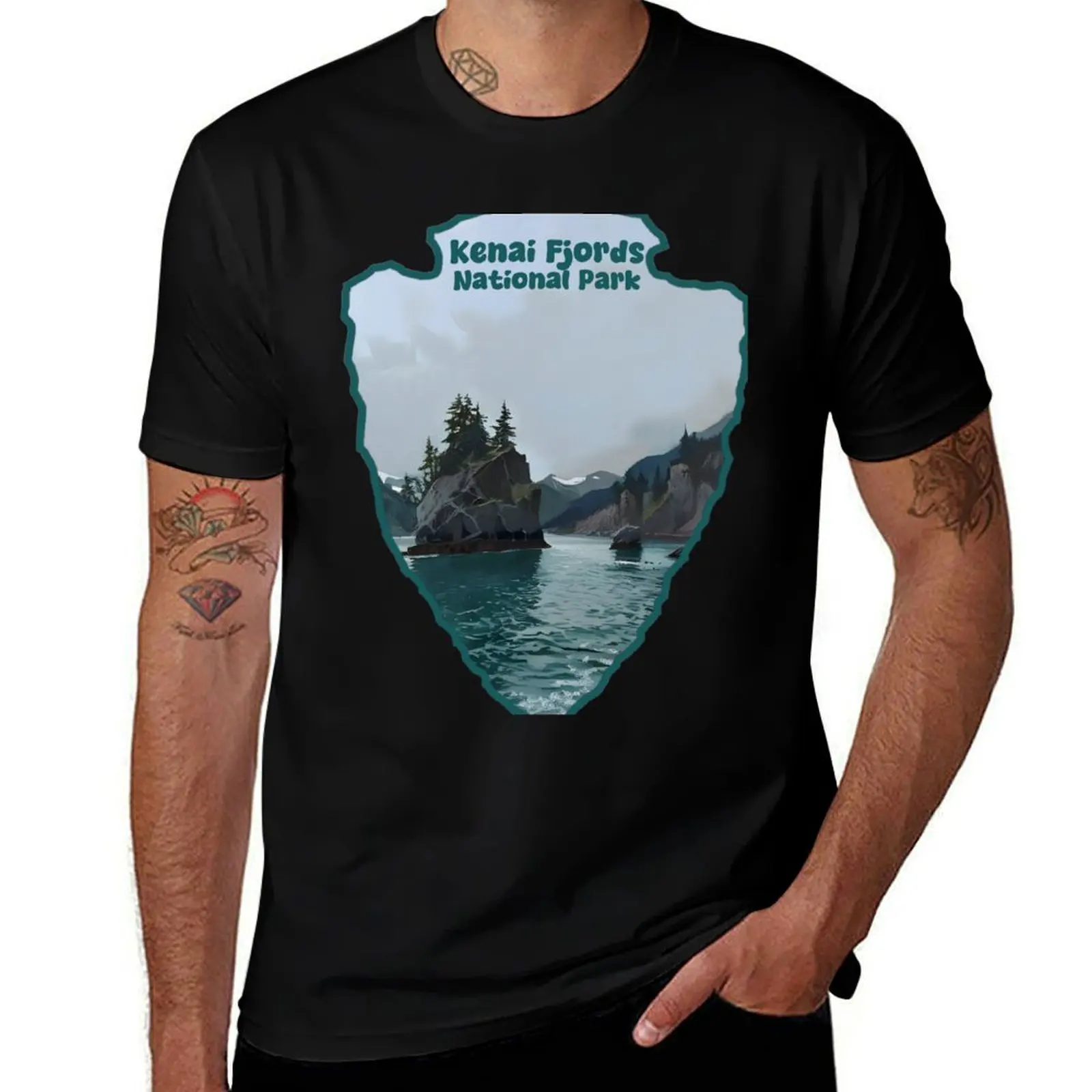 

Футболка Kenai Fjords National Park, футболка большого размера с рисунком, лето 2025, мужская футболка, футболки большого размера, мужские футболки из хлопка
