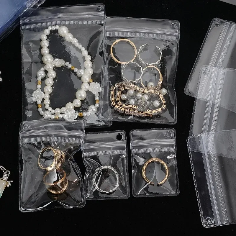 20-100 Stück PVC-Schmuckaufbewahrungsbeutel, selbstverschließende Beutel, handgefertigte DIY-Transparentbeutel, seitlich gestanzte Kettentaschen, Anti-Oxidationsbeutel – Detail 3