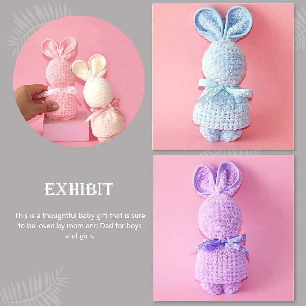 

6Pcs Adorable Rabbit Towel Soft Non-Fading Wash Towels for Children Exquisite Packaging Household Baby Towel Gift for Girls Boys