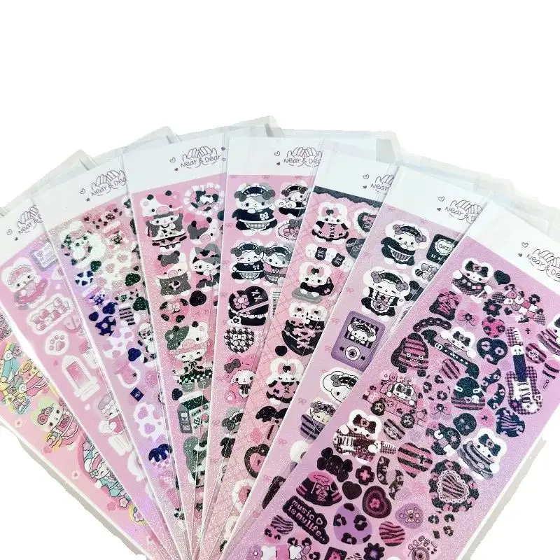 Korean Holographic Cartoon Animal Stickers INS Cute Decorative Stickers for Scrapbook Journal