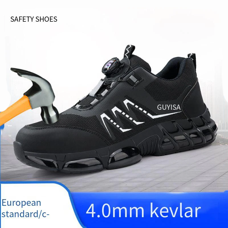 

New Work Shoes Men Anti Odor Lightweight Breathable Safe Lntelligent Buckle Anti Smashing Anti Piercing Labor Protection Shoes