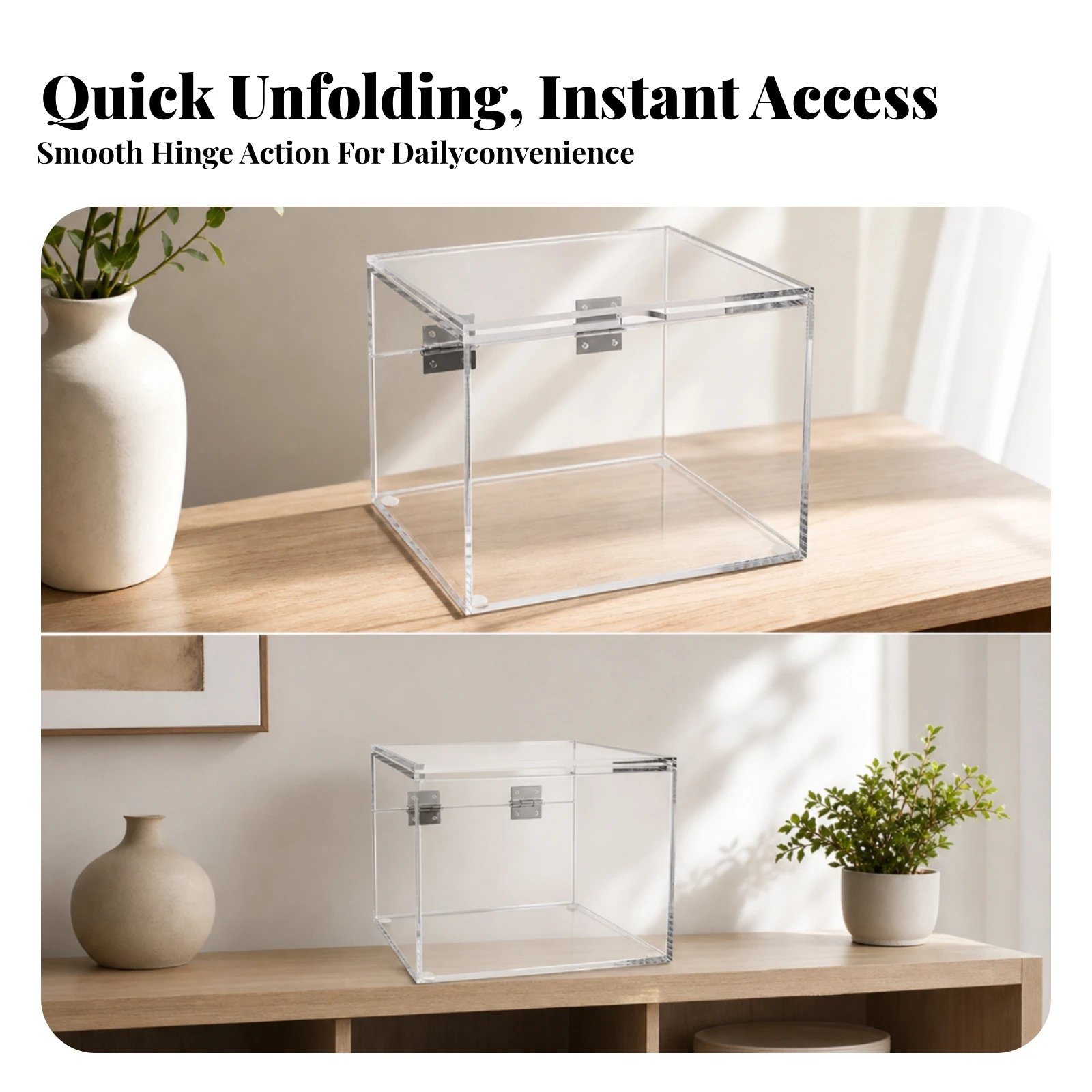 Acrylic Box with Hinged-Lid Lid Compact Acrylic Display Box with Hinged Lid Transparent Storage Case Scratch-Resistant Modern
