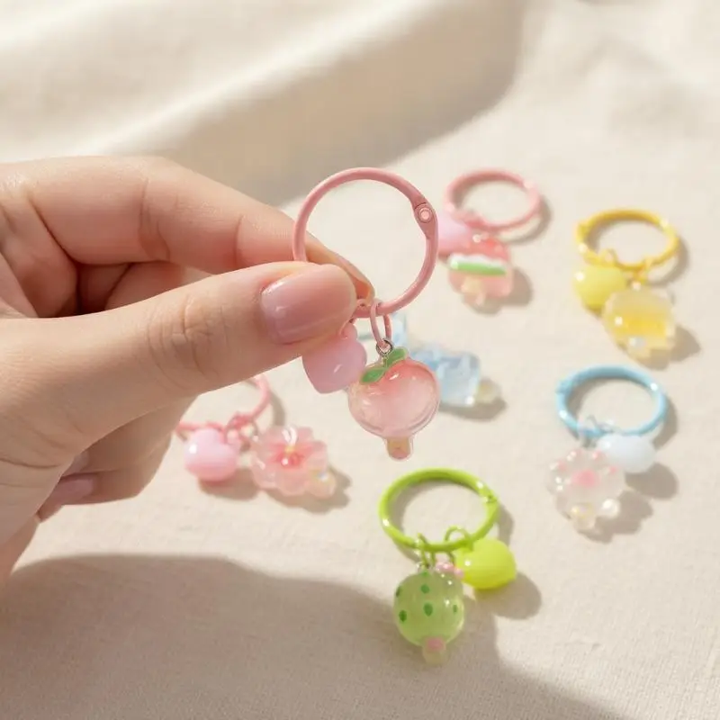 Candy Color Cartoon Keychains Creative Cartoon Pendant Long Lasting for Backpack Girls Birthday Goodie Bag Fillers