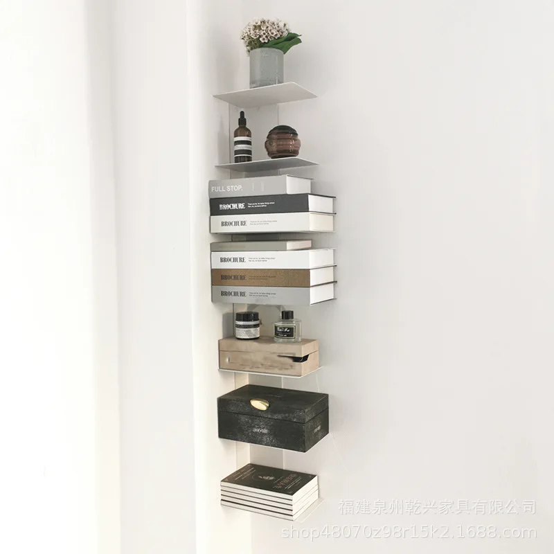 

Nordic corner invisible bookshelves wall shelves wrought iron storage corner wall hangers magazine racks bookcase display
