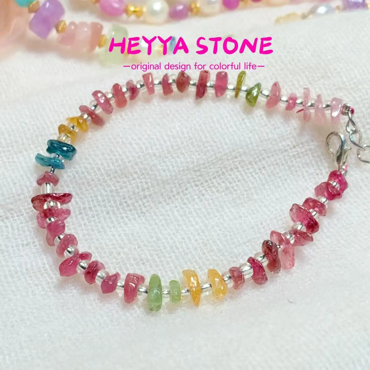 HEYYA STONE Natural Tourmaline Bracelet Energy Healing Fine Jewelry Stone Gemstone Classic Style Cure Yoga Relief