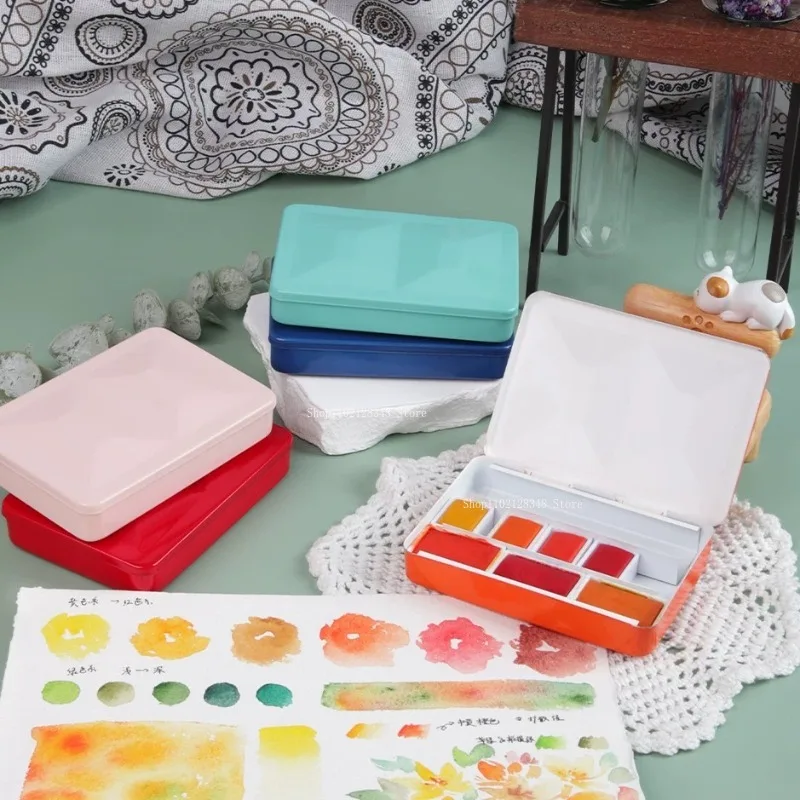 5-Color Enamel Watercolor Iron Box Art Supplies Students Outdoor Sketching Painting Creation Painting Subpackage Portable Box