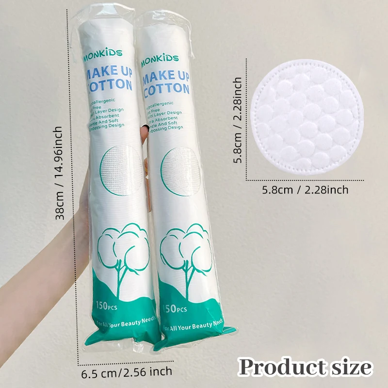 150 قطعة/300 قطعة مكياج دائري احترافي، يمكن استخدامها للتنظيف اليومي وإزالة المكياج والملابس الرطبة.
