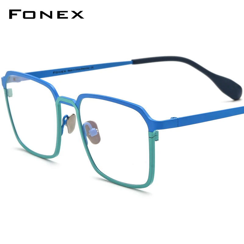 FONEX Titanium Glasses Frame Men Retro Square Eyeglasses Men's Vintage Matter Color Eyewear F85781