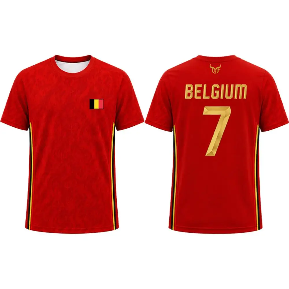 2026 New Belgium Flag Print Football Jersey Men Quick Dry Sport T-shirt Men's And Women's Casual O-neck Soccer Training Uniform - view 3