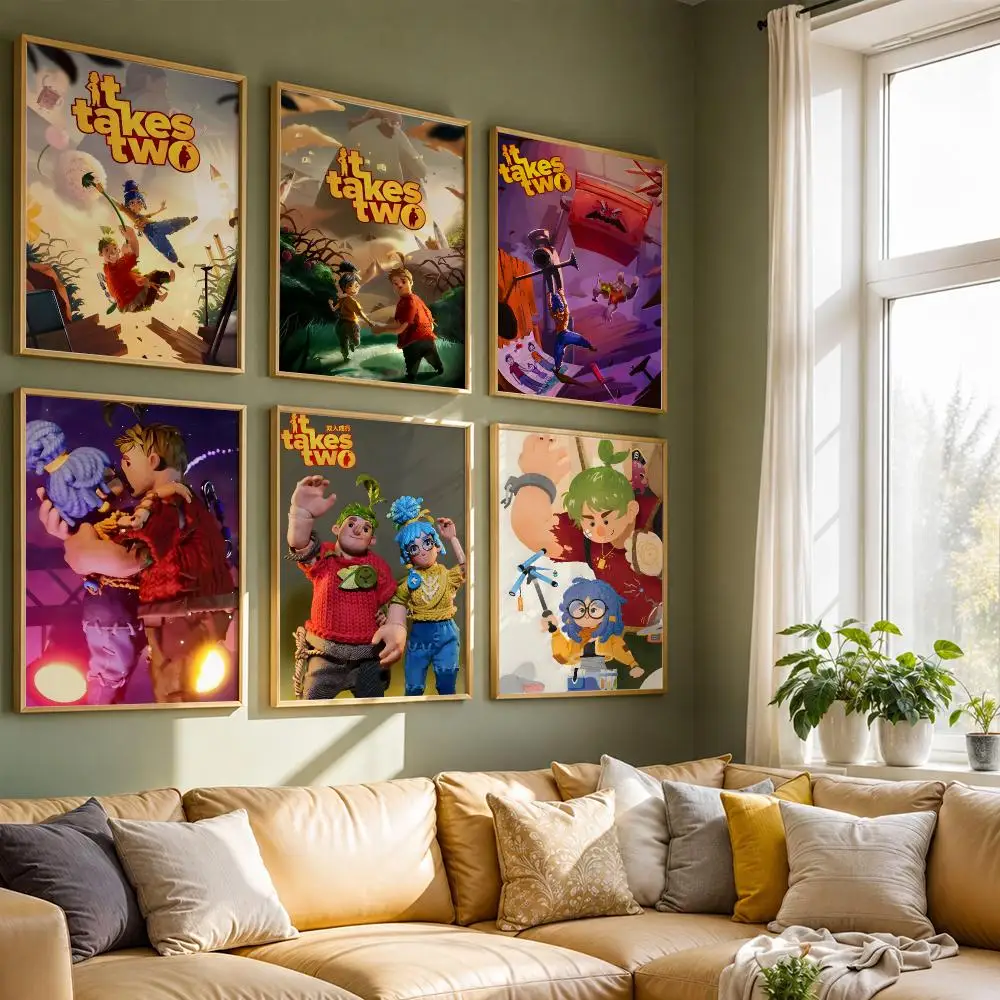 It Takes Two Co-op Game Poster HD Self Adhesive Waterproof Wall Art Ideal for Home Office Dorm Bedroom Great Gift