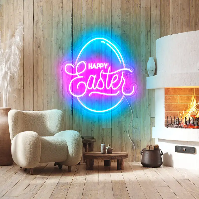 

2023 New Easter Decoration for Home Custom Easter Egg Neon Sign Happy Easter Egg LED Light Kids Bedroom Wall Decor Creative Gift