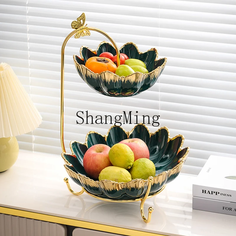 LXY ceramic high-end candy multi-layer snack tray household coffee table living room decoration