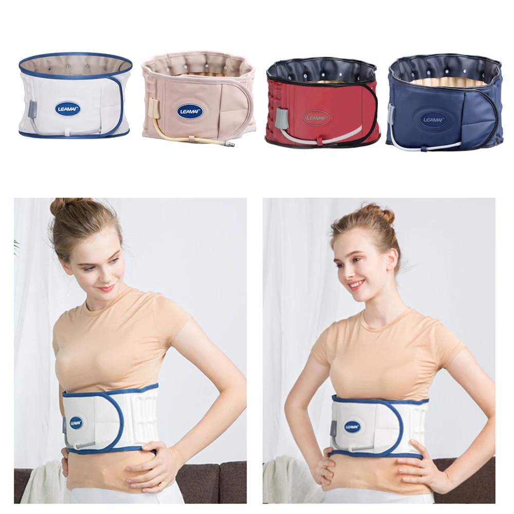 ترقية حزام الظهر لتخفيف الضغط - دعامة أسفل الظهر - لتخفيف الآلام - مدلك دعم قطني قابل للنفخ لجر الخصر