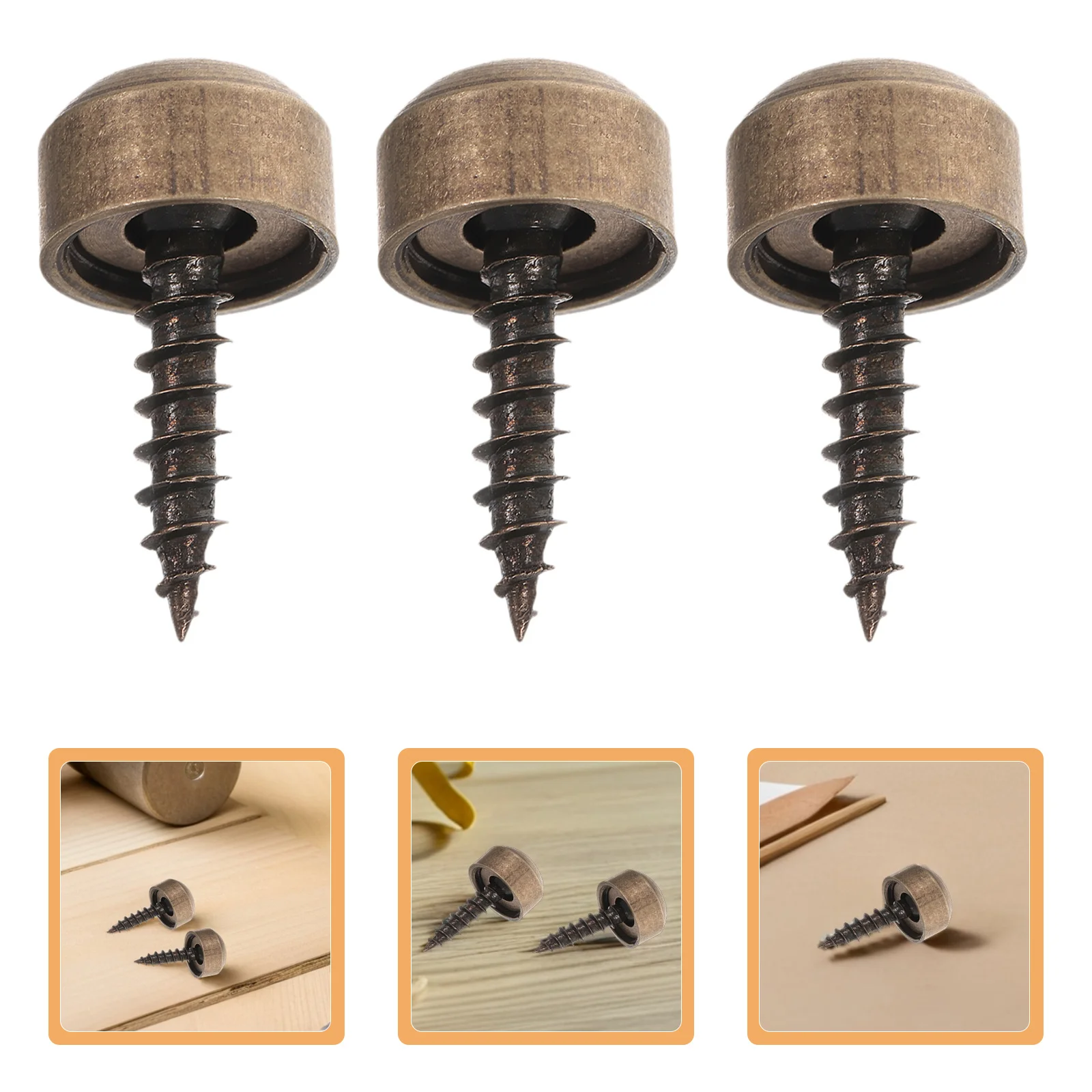

24Pcs Copper Decorative Screws with Caps Self-Tapping Fastening Screws for Wood Upholstery Mirror Installation Home Improvement