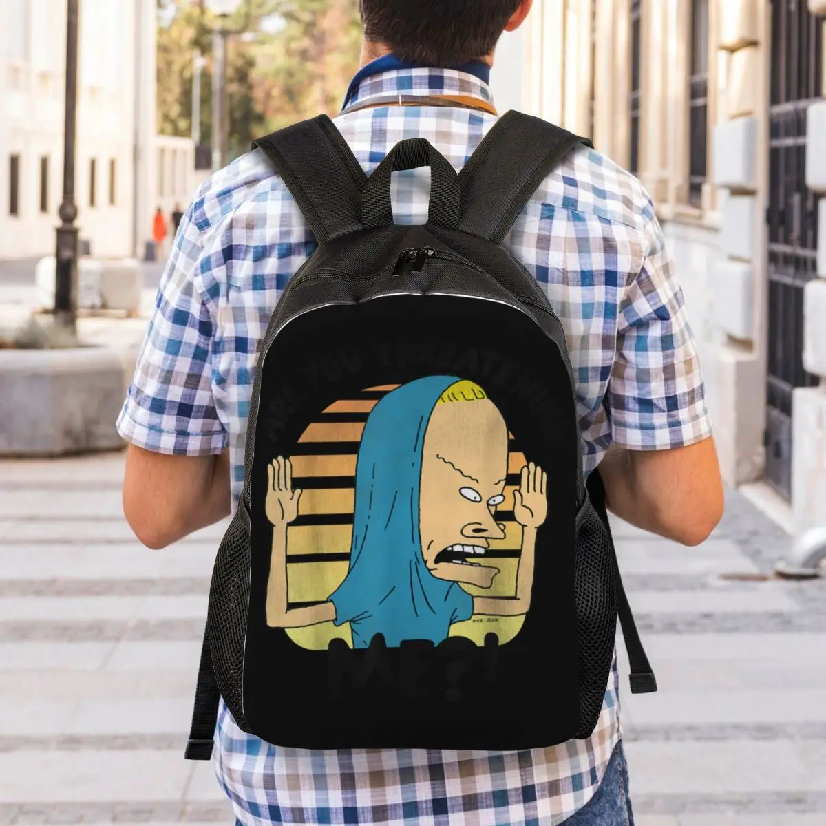 MTV Beavis und Butthead Laptop Rucksack Frauen Männer lässig Bücher tasche für Schüler College-Studenten Vintage Cornholio Zitat Grafik tasche